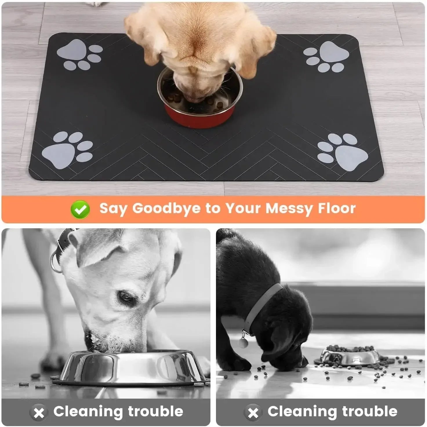 Non-Slip Absorbent Pet Feeding Mat for Dogs & Cats